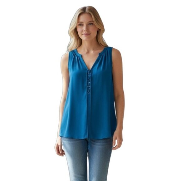 Violet + Claire Womens Sleeveless Blue Blouse Large - Picture 1 of 4